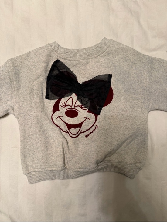 Zara Other - Zara Grey Sweatshirt with Burgundy Minnie Graphic and Black Bow